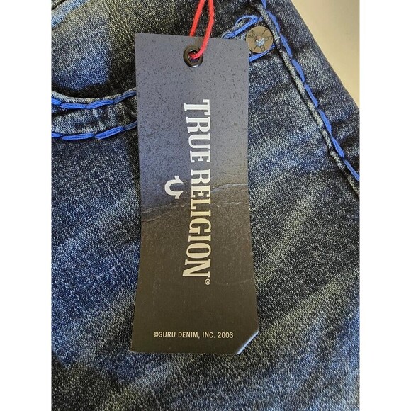 True Religion Denim Shorts Kid Boys Size 12 Geno Cut Off Embroidered Ber… - Picture 12 of 13